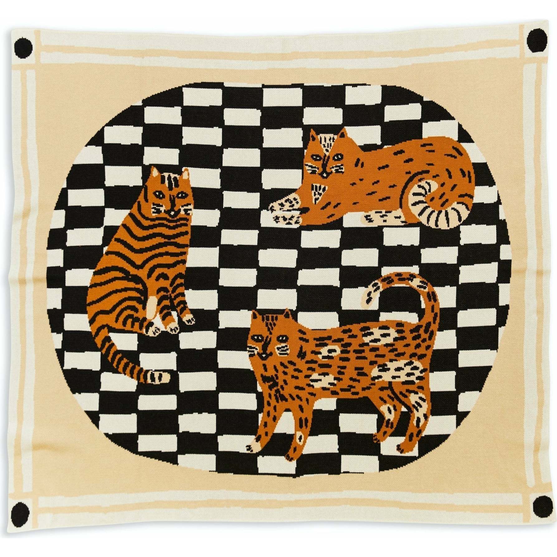 Three of Cats Throw Blanket, Tabby - Blankets - 1