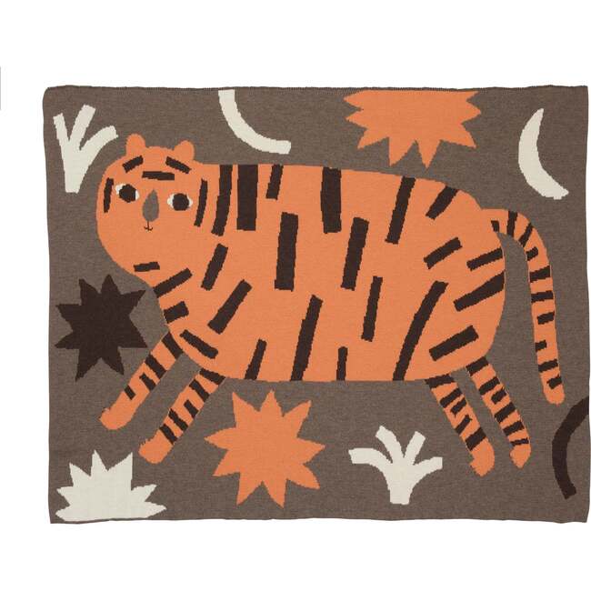 Surprised Tiger Baby Blanket, Pumpkin