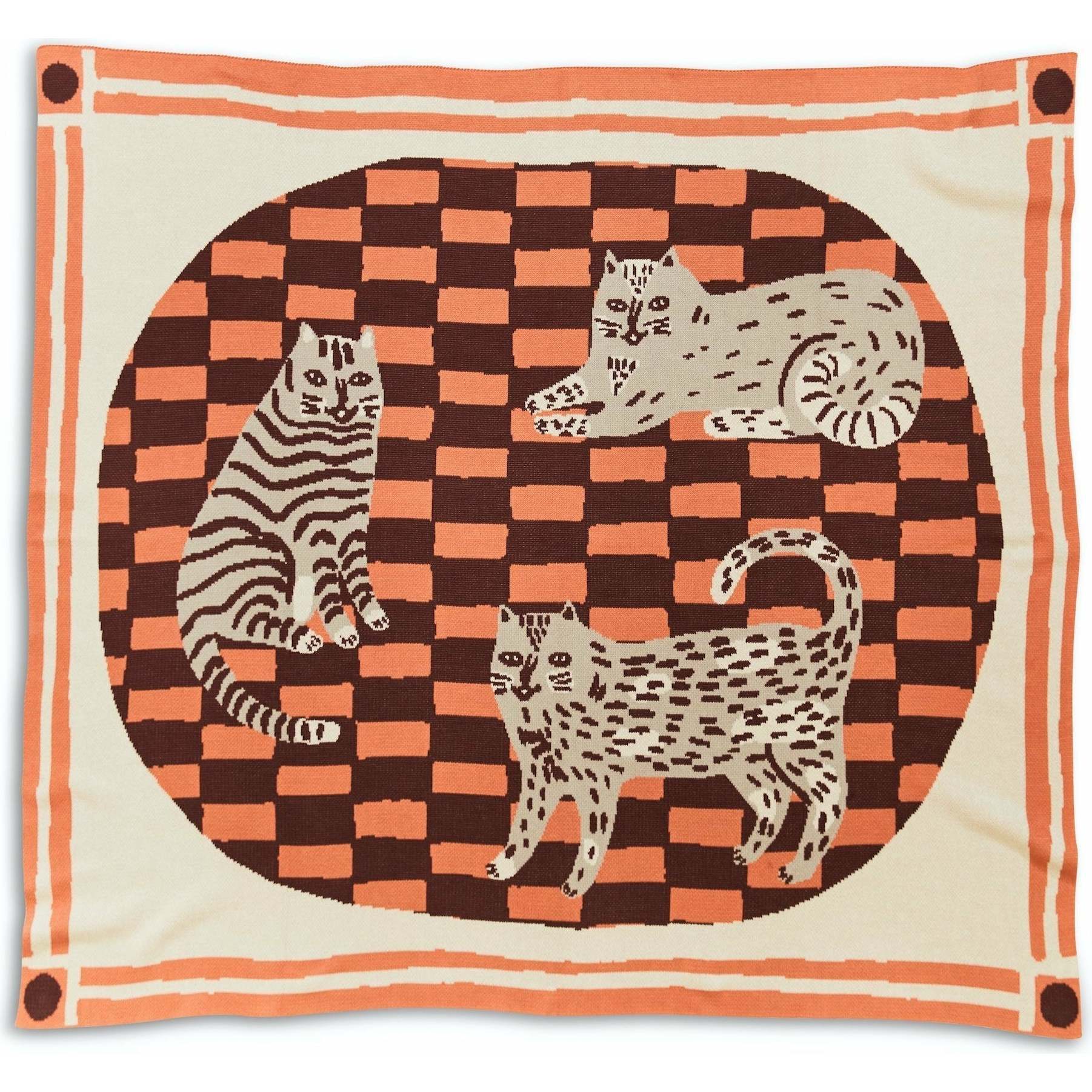 Three of Cats Throw Blanket, Madder Root - Blankets - 1