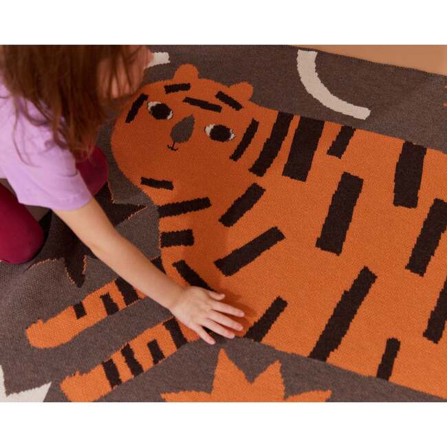 Surprised Tiger Baby Blanket, Pumpkin - Blankets - 3