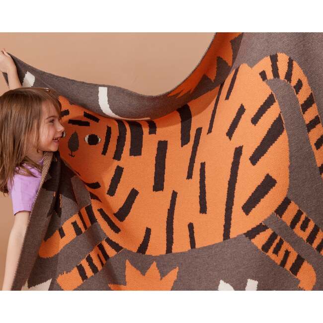 Surprised Tiger Baby Blanket, Pumpkin - Blankets - 4