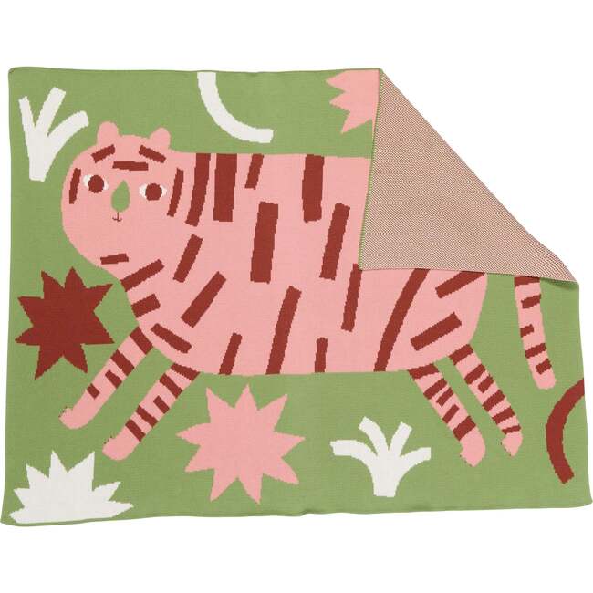 Surprised Tiger Baby Blanket, Bubblegum - Blankets - 2