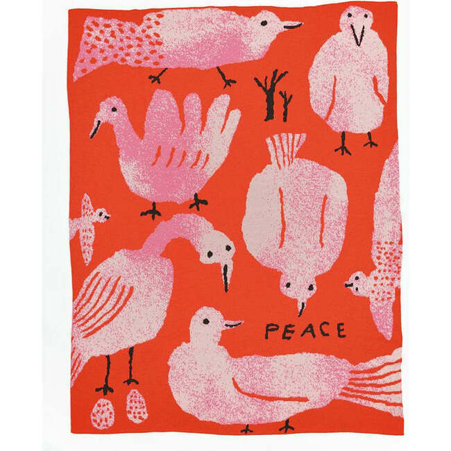Peace Throw Blanket, Flamingo