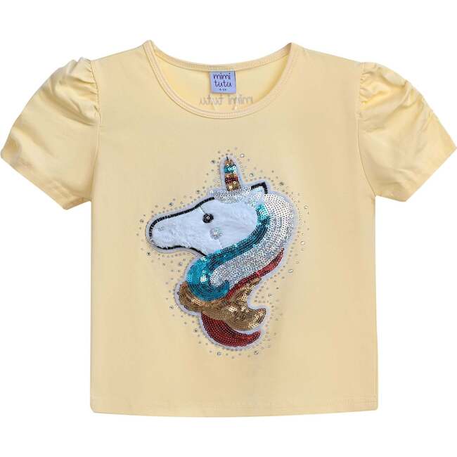 Unicorn Applique T-Shirt, Yellow