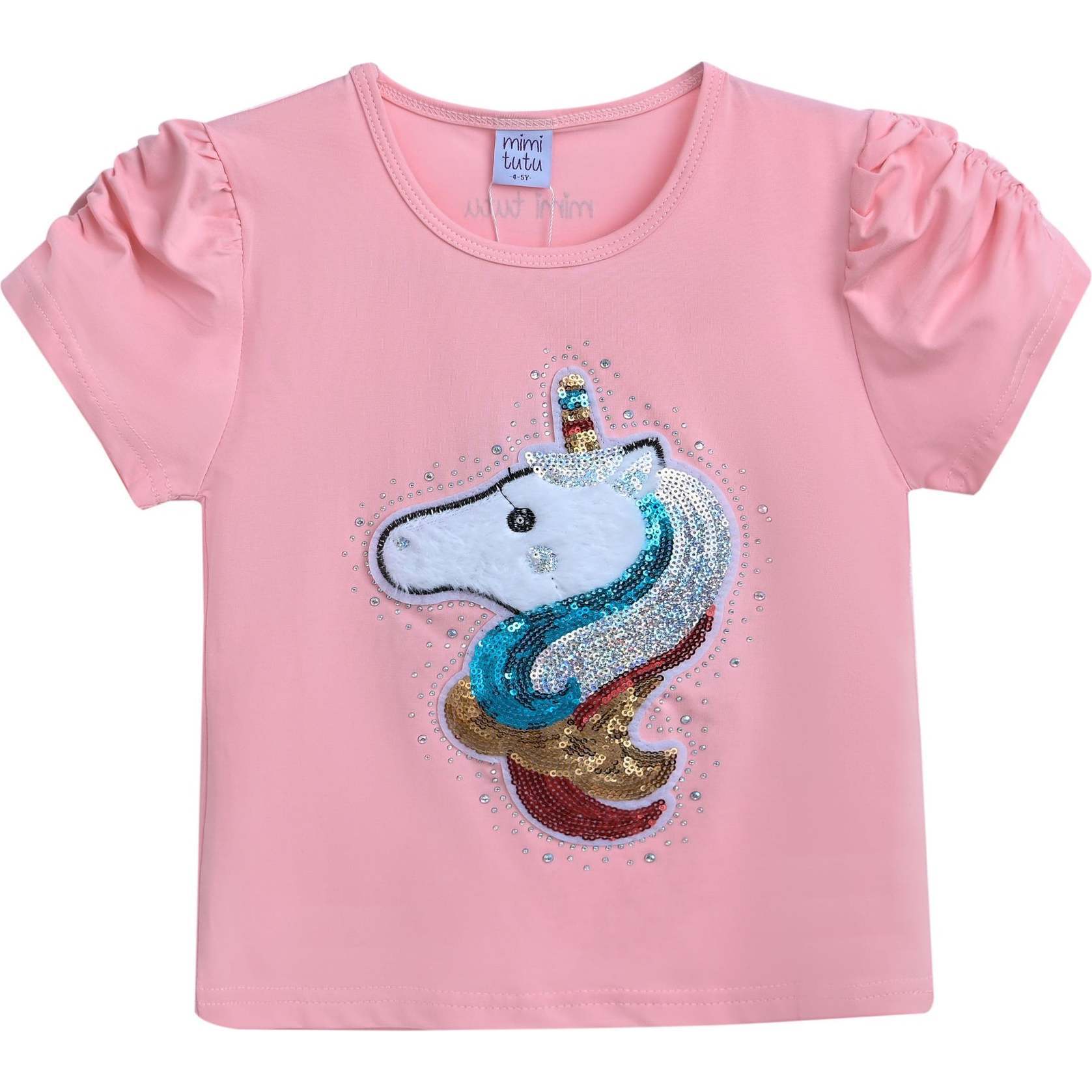 Unicorn Applique T-Shirt, Pink - T-Shirts - 1