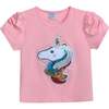 Unicorn Applique T-Shirt, Pink - T-Shirts - 1 - thumbnail