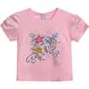 Flowers Applique T-Shirt, Pink - T-Shirts - 1 - thumbnail