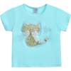 Cat Applique T-Shirt, Blue - T-Shirts - 1 - thumbnail