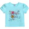 Flowers Applique T-Shirt, Blue - T-Shirts - 1 - thumbnail