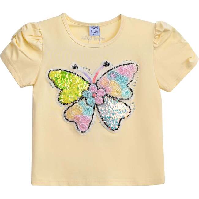 Butterfly Applique T-Shirt, Yellow
