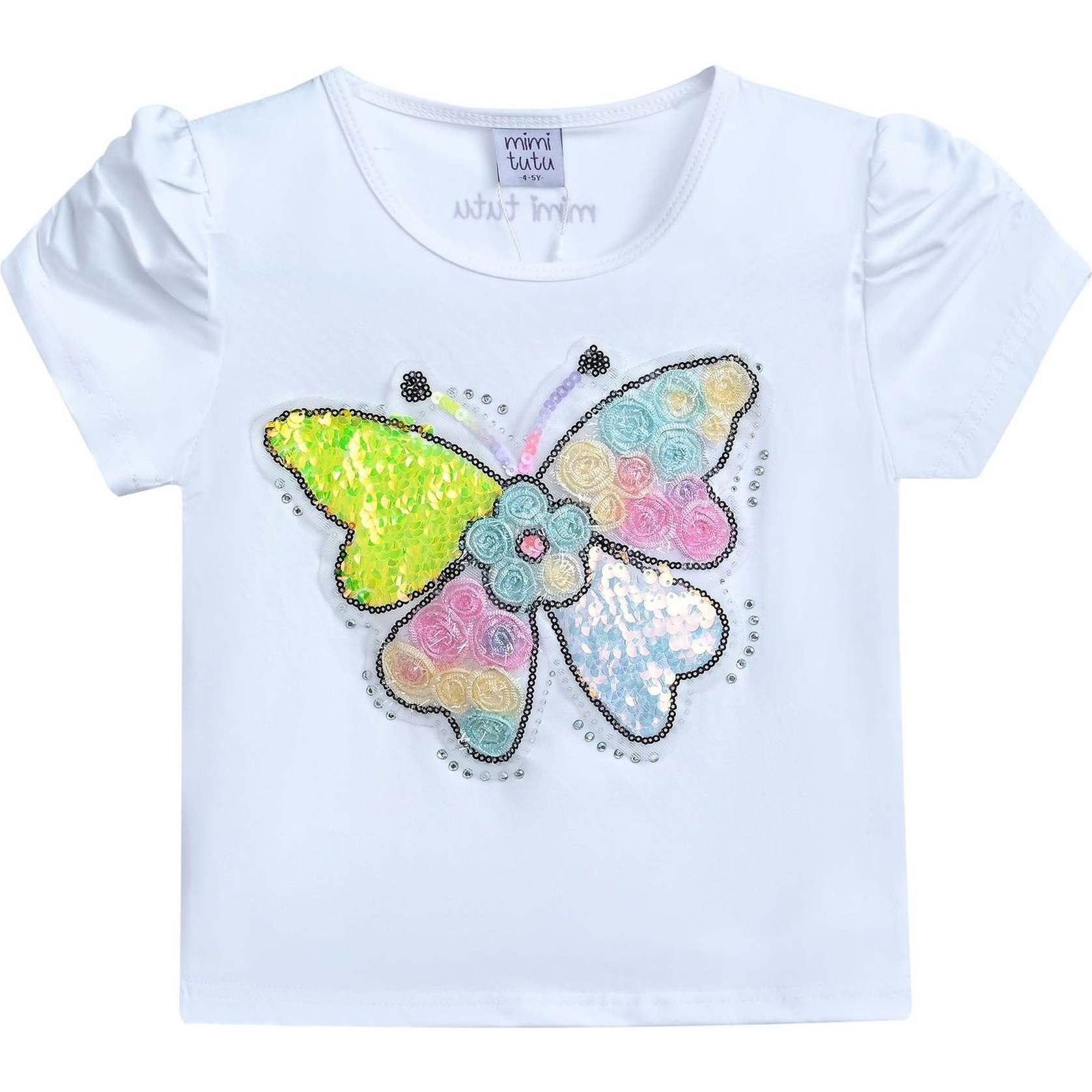 Butterfly Applique T-Shirt, White - T-Shirts - 1