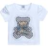 Bear Applique T-Shirt, White - T-Shirts - 1 - thumbnail