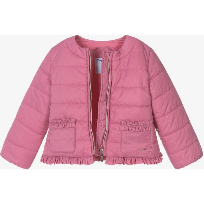 Padded Ruffle Windbreaker, Pink - Jackets - 2