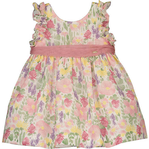 Floral Tulle Sash Dress, Pink