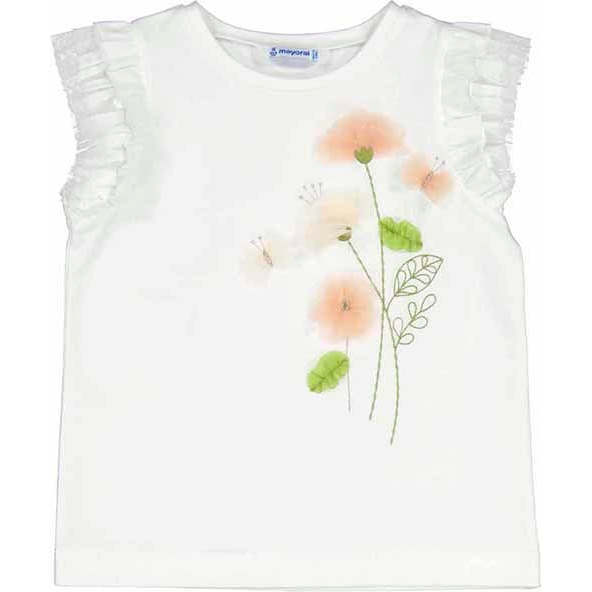Floral Ruffle T-Shirt, White