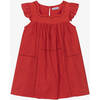 Embroidered Ruffle Dress, Red - Dresses - 1 - thumbnail