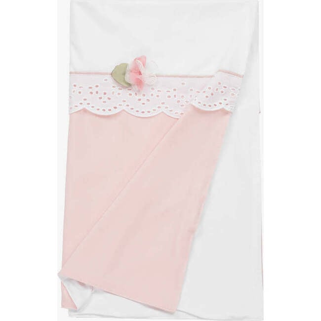 Floral Trim Blanket, Pink - Blankets - 3