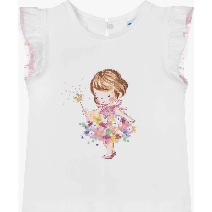Baby Tulle Ruffle T-Shirt, White - T-Shirts - 1