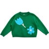 Teal and Green Flower Sweater, Green - Sweaters - 1 - thumbnail