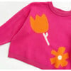 Pink Flower Sweater, Pink - Sweaters - 5