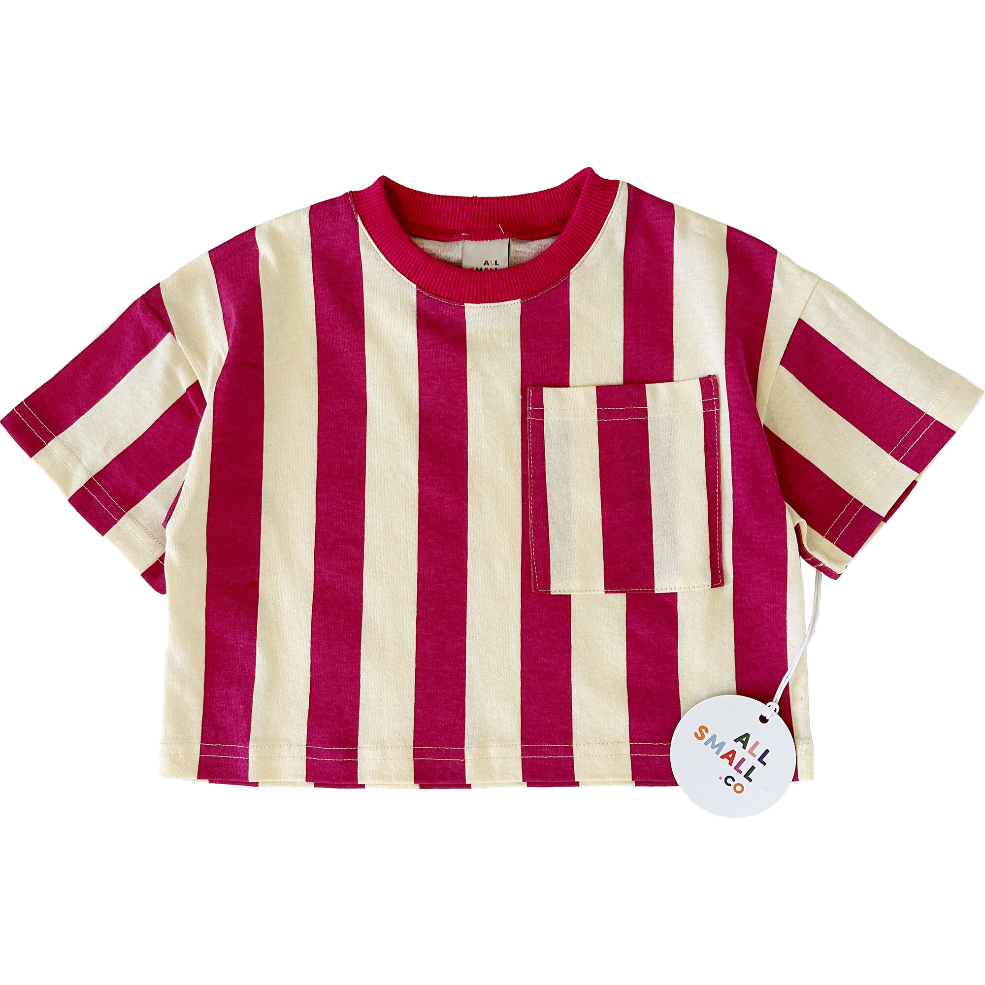 Carousel Stripe Tee Magenta, Stripes - T-Shirts - 1