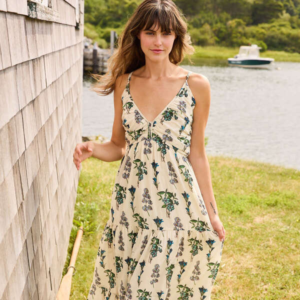 Womens Hope Dress, Blue Botanical - Pink Chicken Mommy & Me