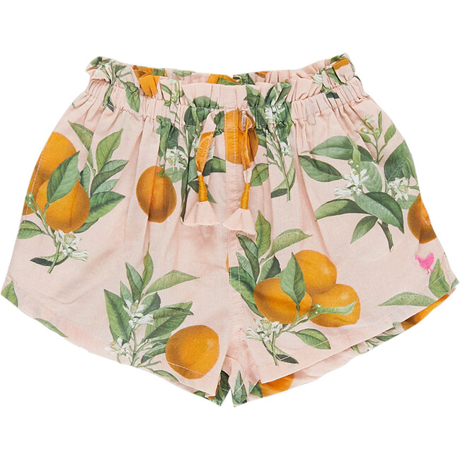 Girls Theodore Short, Pink Botanical Oranges