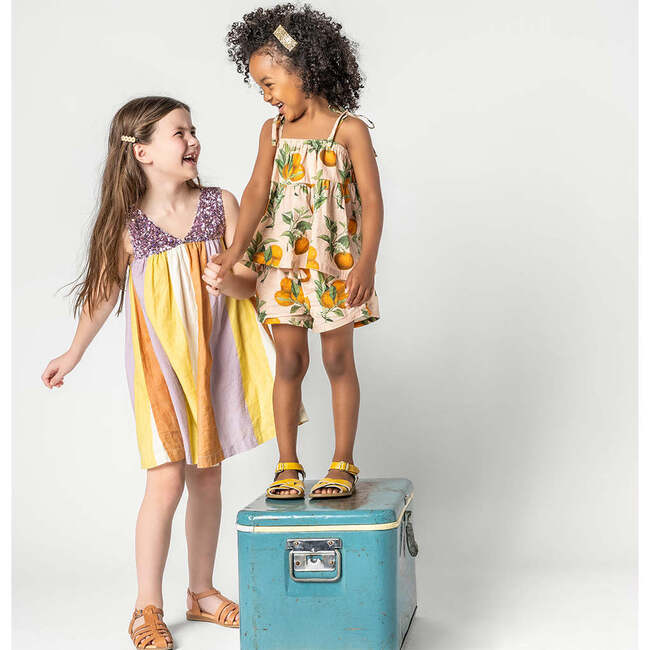 Girls Theodore Short, Pink Botanical Oranges - Shorts - 2