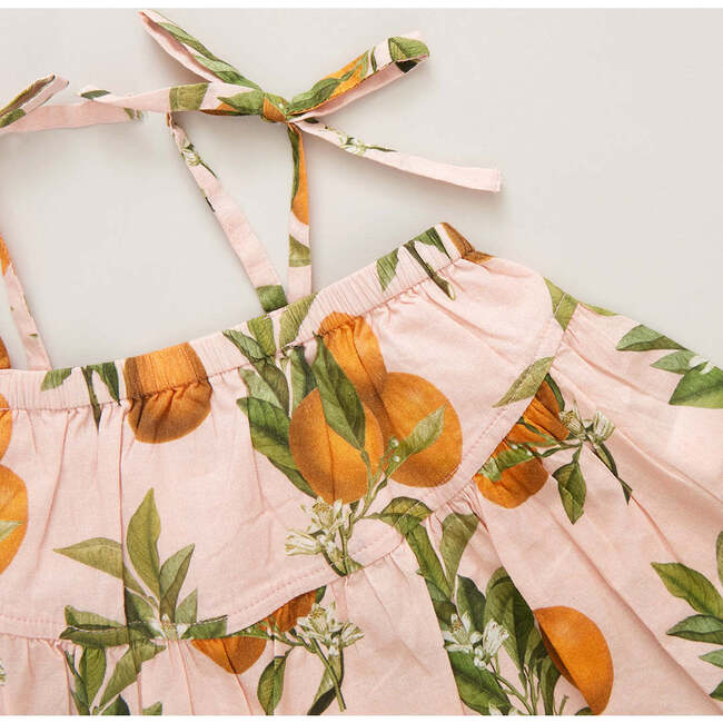 Girls Stella Top, Pink Botanical Oranges - Shirts - 3