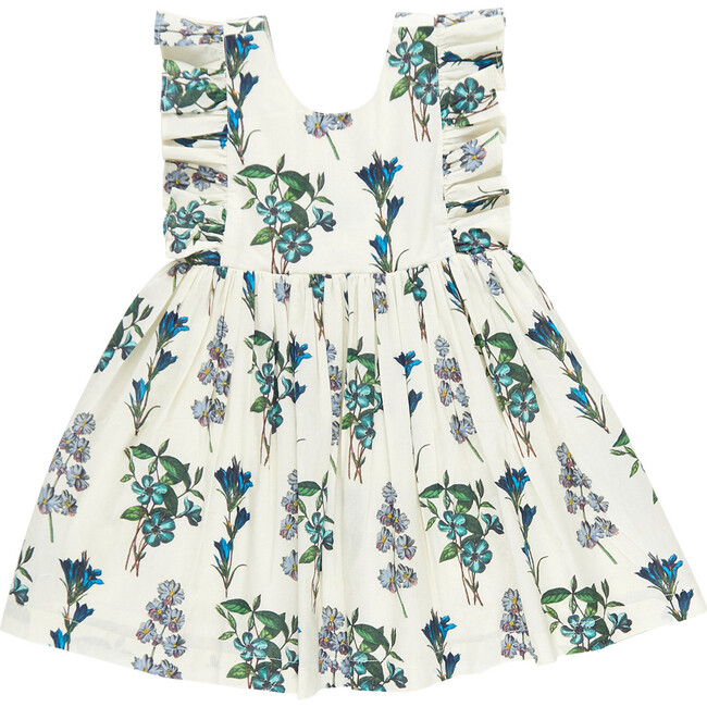 Girls Marceline Dress, Blue Botanical
