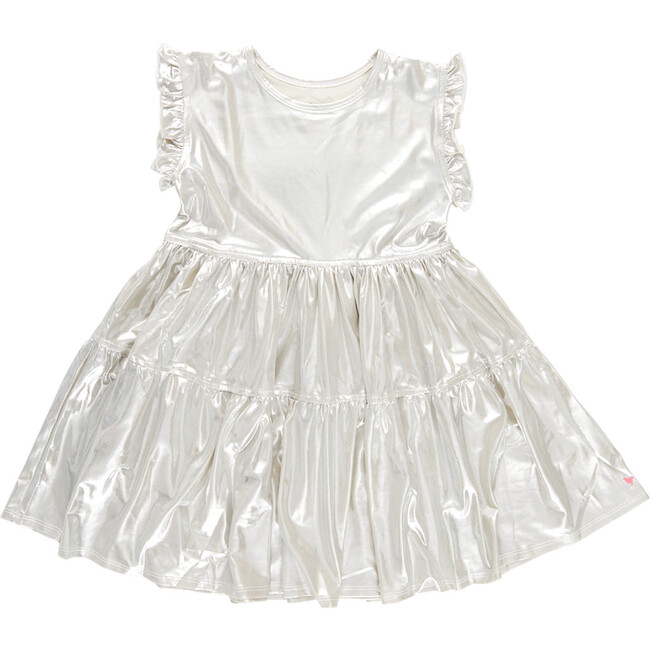 Girls Lame Polly Dress, Champagne