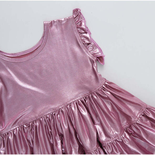 Girls Lame Polly Dress, Light Pink Lame - Dresses - 3
