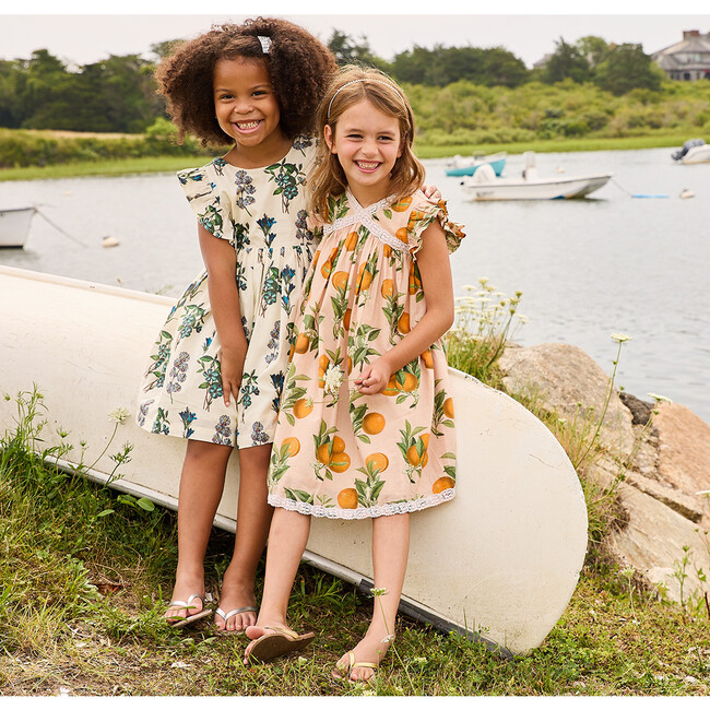 Girls Katherine Dress, Pink Botanical Oranges - Dresses - 3