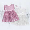 Girls Lame Polly Dress, Champagne - Dresses - 5