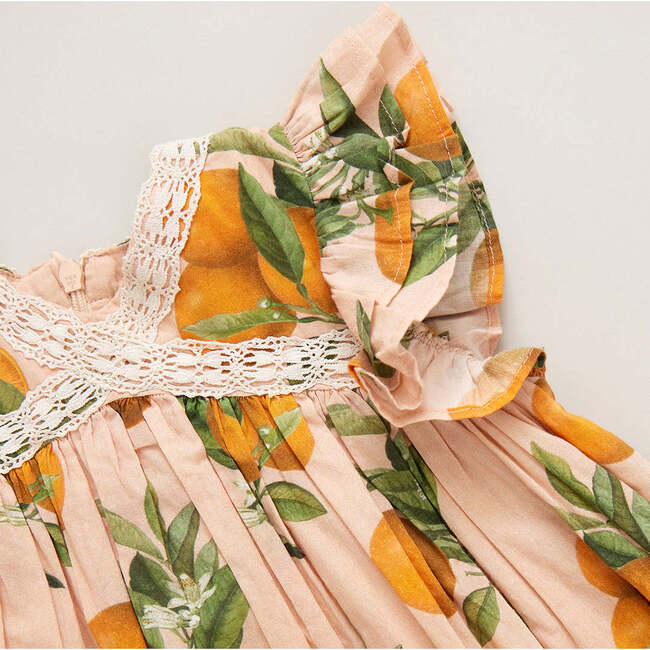 Girls Katherine Dress, Pink Botanical Oranges - Dresses - 4