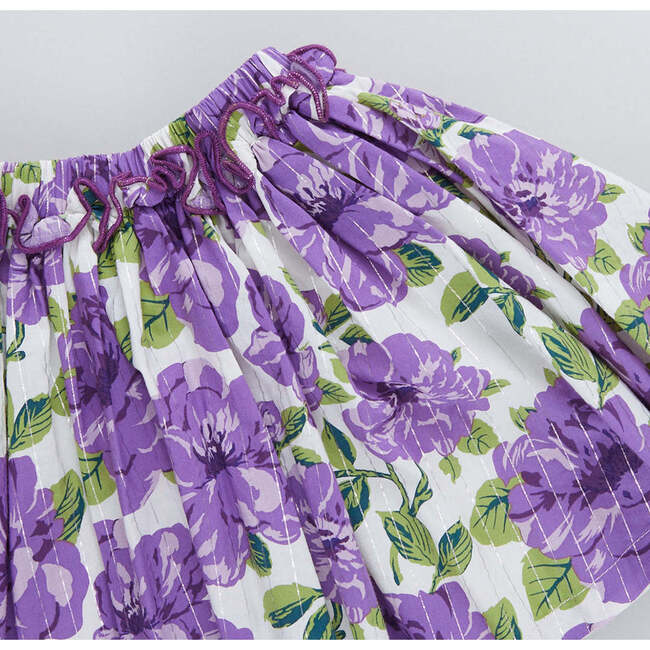 Girls Gianna Skirt, Purple Peonies - Skirts - 3