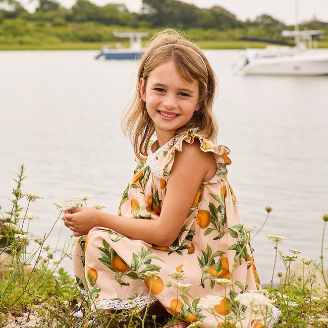 Girls Katherine Dress, Pink Botanical Oranges - Dresses - 6