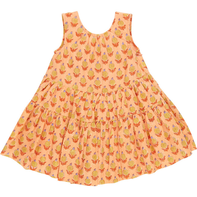 Girls Eloise Dress, Orange Dahlia