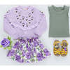 Girls Gianna Skirt, Purple Peonies - Skirts - 4