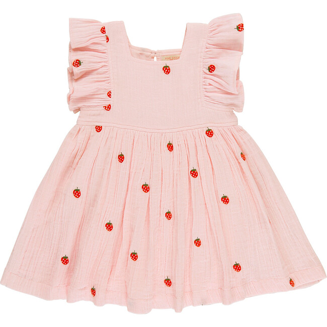 Girls Elsie Dress, Strawberry Embroidery