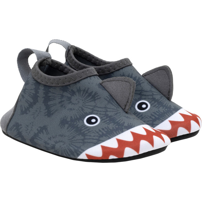 Shibori Shark Tie-Dye Print Aqua Shoes, Grey