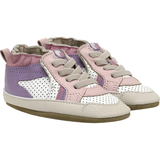 Bridget Color-Block Faux Lace-Up Shoes, Lavender