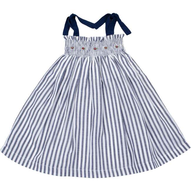 Carmen Linen Sleeveless Dress, Infant Girls, Navy