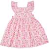 Nena Flutter Sleeve Pinafore Dress, Pink Floral, Pink - Dresses - 1 - thumbnail