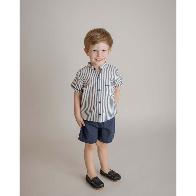 Robbie Linen Short Set, Infant Boys, Navy - Mixed Apparel Set - 2