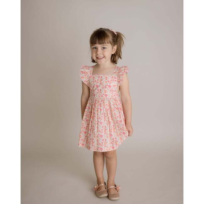 Nena Flutter Sleeve Pinafore Dress, Pink Floral, Pink - Dresses - 2