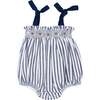 Carmen Linen Bubble Romper, Navy - Rompers - 1 - thumbnail