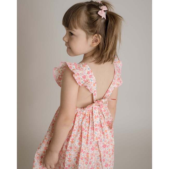 Nena Flutter Sleeve Pinafore Dress, Pink Floral, Pink - Dresses - 4