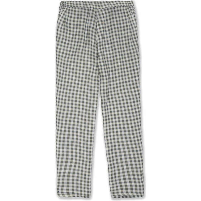 Gingham Linen Kid Pants, Blue - Pants - 2