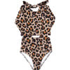 Long Sleeve Back Tie 2-Piece Swimsuit, Leopard - Two Pieces - 1 - thumbnail